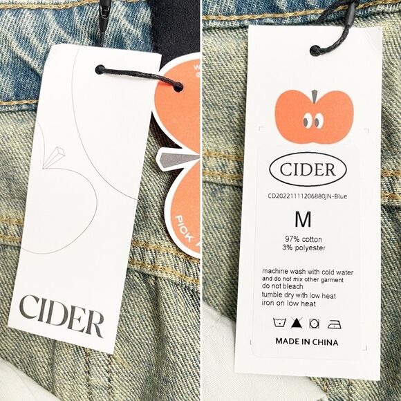 NWT Cider High Waist Wide Leg Carpenter Jeans Light Grunge Wash Size Medium NEW - Picture 13 of 16